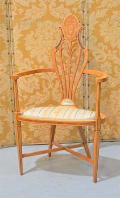 Lot 389 - An Edwardian satin wood presentation chair...