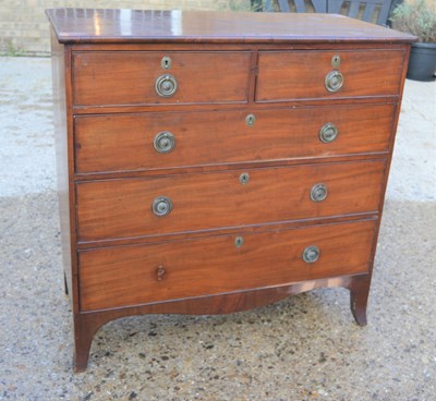 Lot 378 - A 19th century mahogany chest of drawers two...