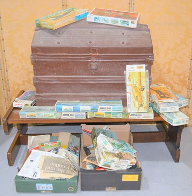 Lot 374 - A metal chest with a quantity airfix boxes...