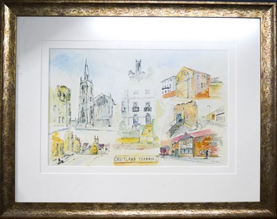 Lot 345 - A modern signed watercolour depicting scenes...