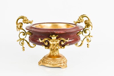 Lot 236 - An Italian gilt bronze and red marble tazza,...