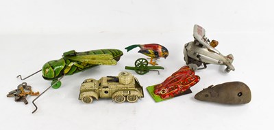 Lot 94 - A group of vintage mechanical tin plate toys,...
