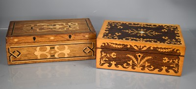 Lot 225 - Two 19th century work boxes, one marquetry and...