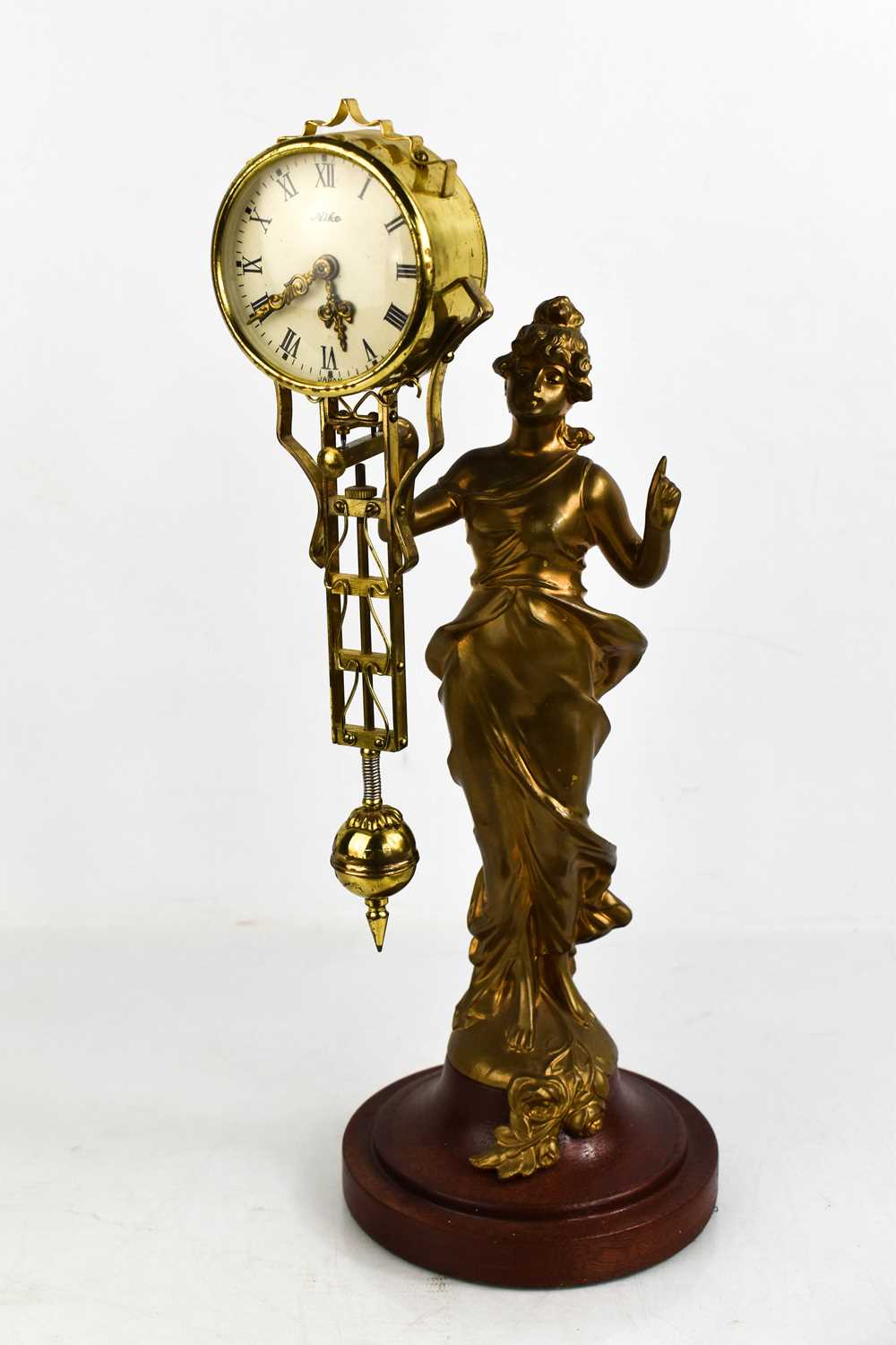 Lot 243 - An Aike gilt metal pendulum clock, 45cm high.