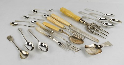 Lot 319 - A silver and ivory Victorian fish fork, a set...