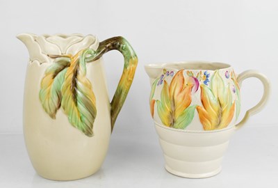 Lot 145 - Two large Clarice Cliff jugs with autumn leaf...