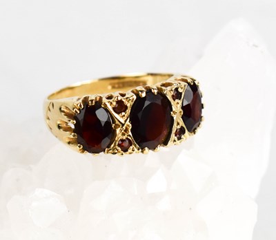 Lot 388 - A 9ct gold vintage gypsy style ring, size N, 3....