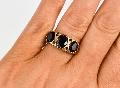 Lot 388 - A 9ct gold vintage gypsy style ring, size N, 3....