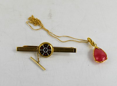 Lot 316 - A Royal Crown Derby tie pin, together with a...