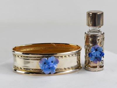 Lot 6 - A silver napkin ring, and a silver & glass...