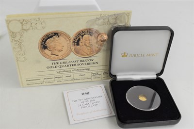 Lot 226 - A 22ct gold quarter sovereign together with a...