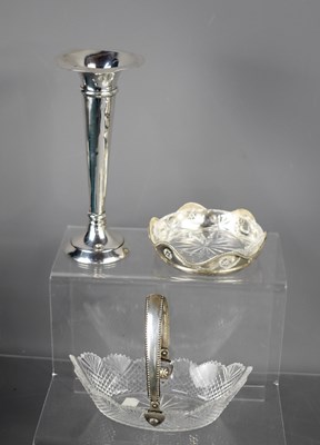 Lot 18 - A silver bud vase, a silver and glass bon bon...
