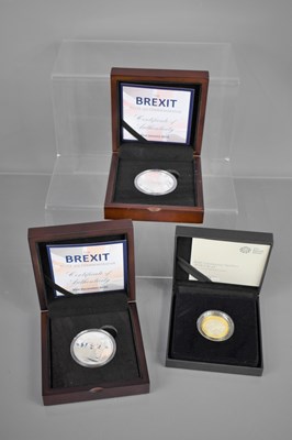 Lot 215 - Two 1oz silver coins commemorating Brexit...