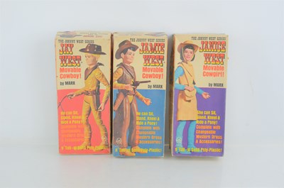 Lot 12 - Three Johnny West figures by Louis Marx in...
