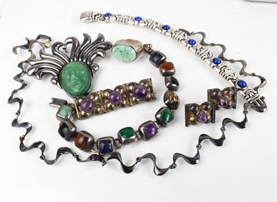 Lot 263 - A group of Mexican silver jewellery comprising...