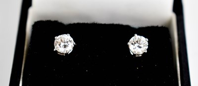 Lot 454 - A pair of 18ct white gold and diamond...