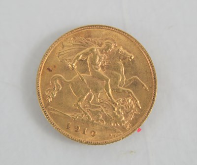 Lot 135 - An Edward VII gold half sovereign dated 1910.