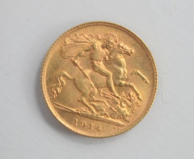 Lot 155 - A George V gold half sovereign dated 1914.