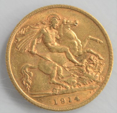 Lot 160 - A George V gold half sovereign dated 1914.