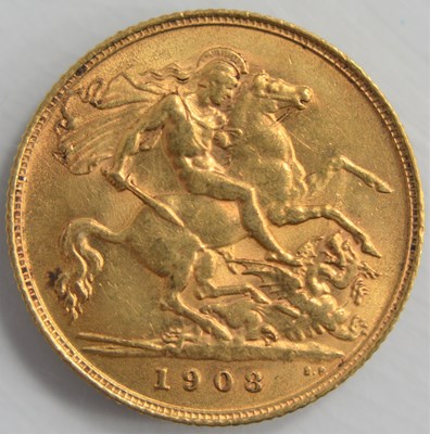 Lot 172 - An Edward VII gold half sovereign dated 1908.