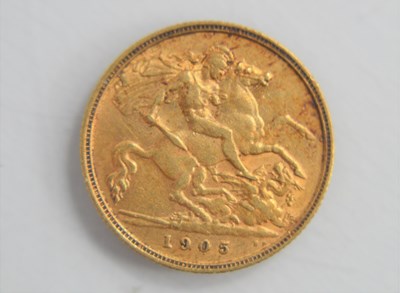 Lot 178 - A Edward VII gold half sovereign dated 1905.