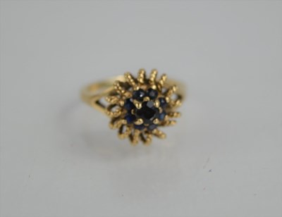 Lot 286A - A 9ct gold and sapphire modernist design ring,...