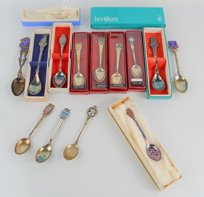 Lot 225 - A group of silver souvenir spoons to include a...