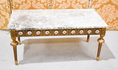 Lot 446 - An French style marble top coffee table, set...