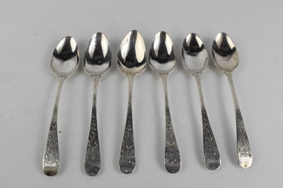 Lot 40 - A set of six Georgian silver teaspoons,...