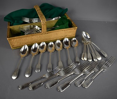 Lot 52 - A vintage cutlery tray, containing Victorian...