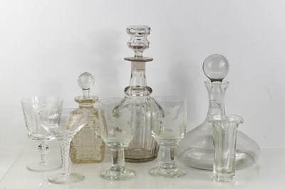 Lot 203 - A group of glassware to include two decanters,...