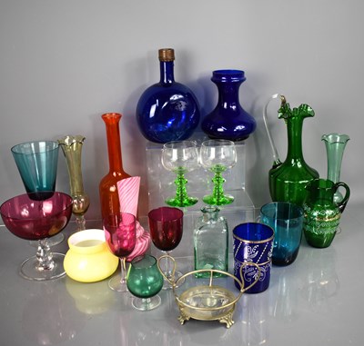 Lot 204 - A quantity of vintage coloured glassware to...