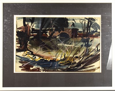 Lot 414 - Donald Bosher (20th century): Winter pool,...