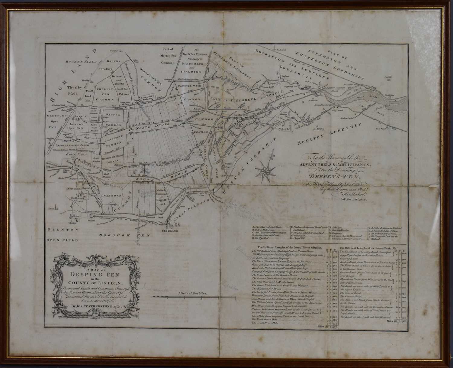 Lot 392 - An 18th century Map of Deeping Fen, in the...