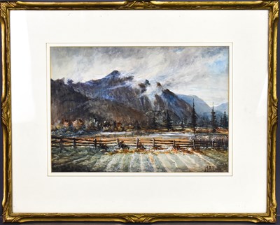 Lot 393 - M A English (20th century): mountain landscape...