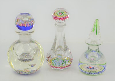 Lot 80 - Three millefiori glass scent bottles...
