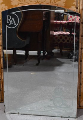 Lot 355 - A Royal Artillery wall mirror, etched RA and...