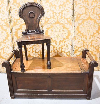 Lot 440 - A Victorian oak blanket chest / window seat...