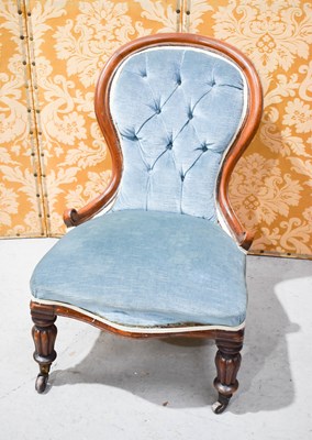 Lot 458 - A Victorian mahogany blue velour upholstered...