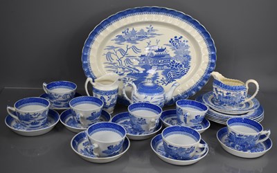 Lot 108 - A group of Victorian blue and white pottery,...