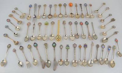 Lot 47 - Nine continental silver souvenir spoons...
