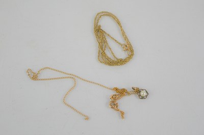 Lot 178 - Two 9ct gold necklaces one with pearl pendant,...