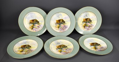 Lot 130 - A set of six of Royal Worcester plates signed...