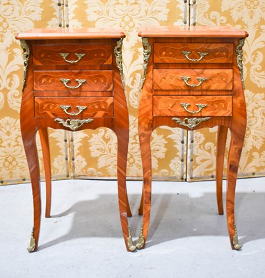 Lot 480 - A pair of 20th century bedside chest with...