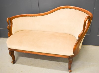 Lot 474 - A Victorian mahogany settee, with swan neck...