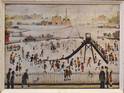 Lot 420 - An L S Lowry print, circa 1945, colour, 65 by...