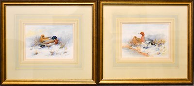 Lot 411 - A pair of watercolours by Royal Worcester...