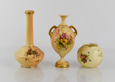 Lot 153 - A group of Royal Worcester peach ground vases,...