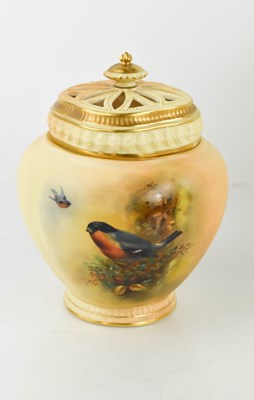 Lot 134 - A Royal Worcester pot pourri vase, with peach...