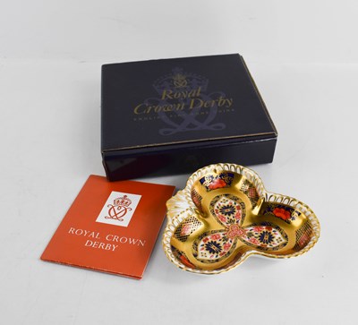 Lot 143 - A Royal Crown Derby triform pin tray, in the...